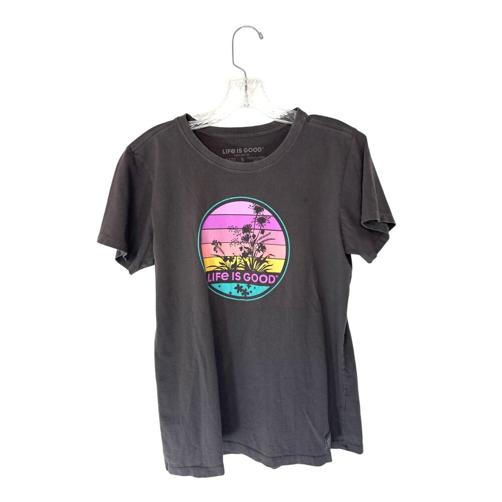 Life is Good Women's Gray Crewneck‎ Crusher Short Sleeve T-Shirt Size Small